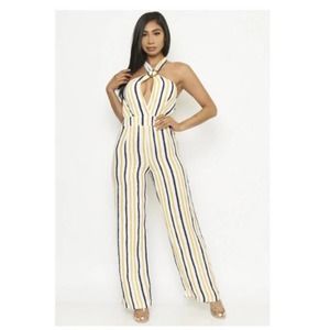 Stripped Halter Jumpsuit